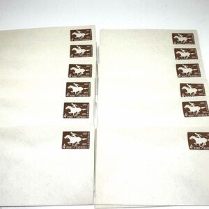Vintage Pony Express 4¢ Stamp Sheets - Brown on Cream Envelopes